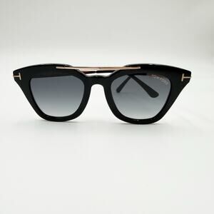 Tom Ford Women's Black Gold Anna-02 TF575 TF/575  Cat Eye Sunglasses 49mm